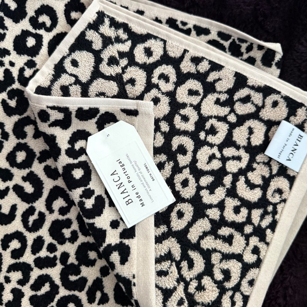 Bianca Portugal Leopard Towel Set 6pc Luxury Bath Hand Tip Towels reversable - Picture 8 of 9